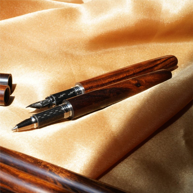 【美国 沙漠铁木】两用笔-钢笔/钢珠笔-鱼雷封端款 - 钢笔 - 木头 咖啡色