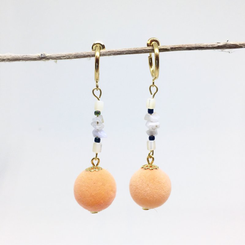 嗨啾 针/夹式耳环 - 耳环/耳夹 - 宝石 粉红色