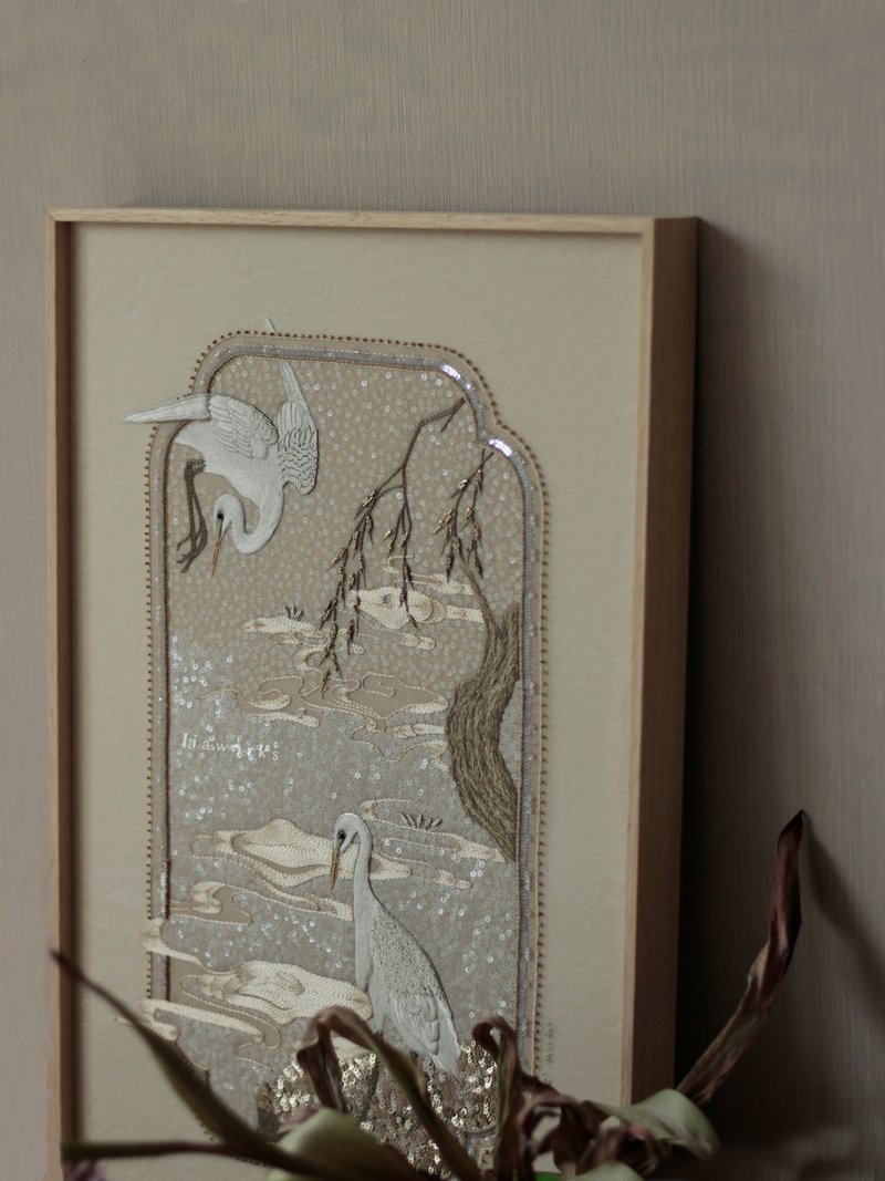 DIY材料包/法式刺绣线上课堂/白鹭鸶 - 编织/刺绣/羊毛毡/裁缝 - 丝．绢 