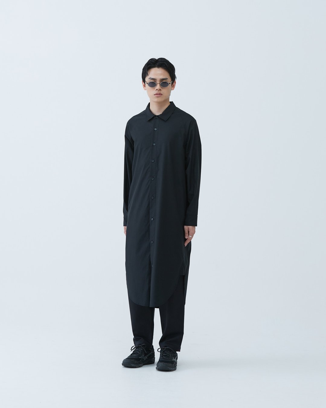 拉克兰长版衬衫 Raglan Long Shirt - 男装衬衫 - 棉 黑色