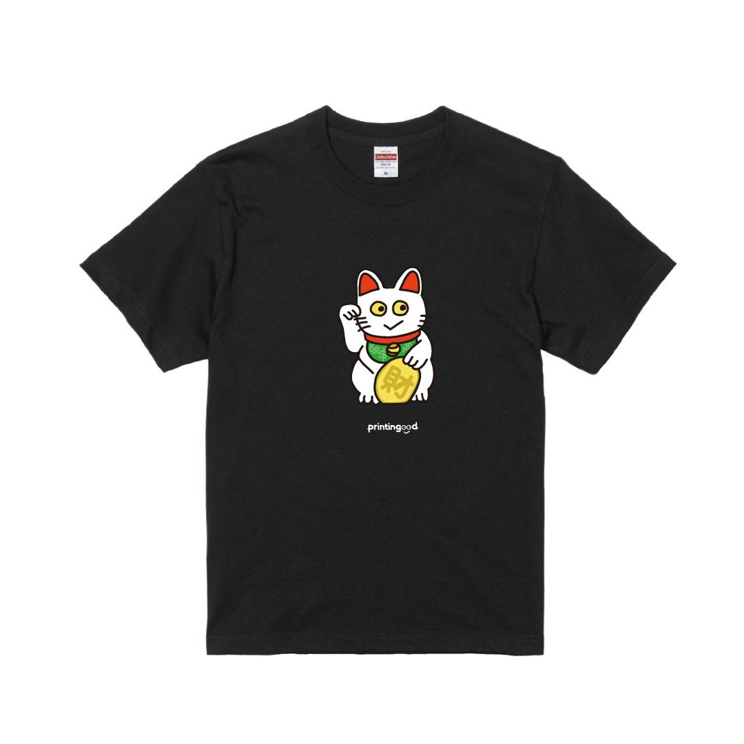 可爱招财猫 短T 右手招财 招き猫 lucky cat  A012 - 女装 T 恤 - 棉 多色