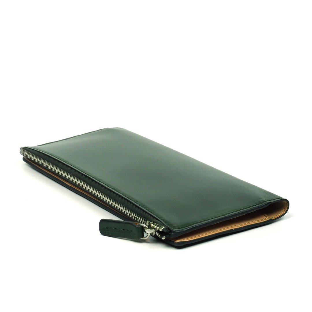 Long purse /Moss GREEN - 皮夹/钱包 - 真皮 绿色