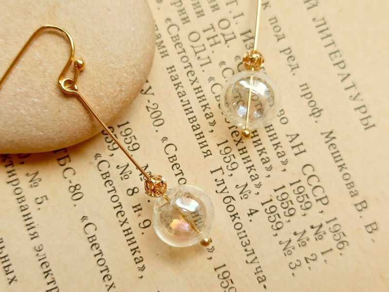 珠光玻璃耳环 - 耳环/耳夹 - 玻璃 多色