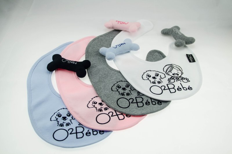 【配件】蛋形围兜 口水巾 婴儿围兜兜 (LOGO) - 围嘴/口水巾 - 棉．麻 白色