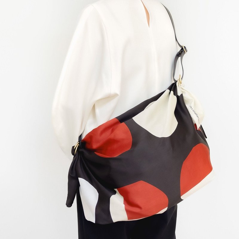 Profile 风吕敷 & 可调式皮革背带组 - 侧背包/斜挎包 - 棉．麻 红色