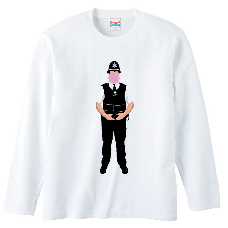 Long sleeve T-shirt / Balloon gum 2 - 男装上衣/T 恤 - 棉．麻 白色