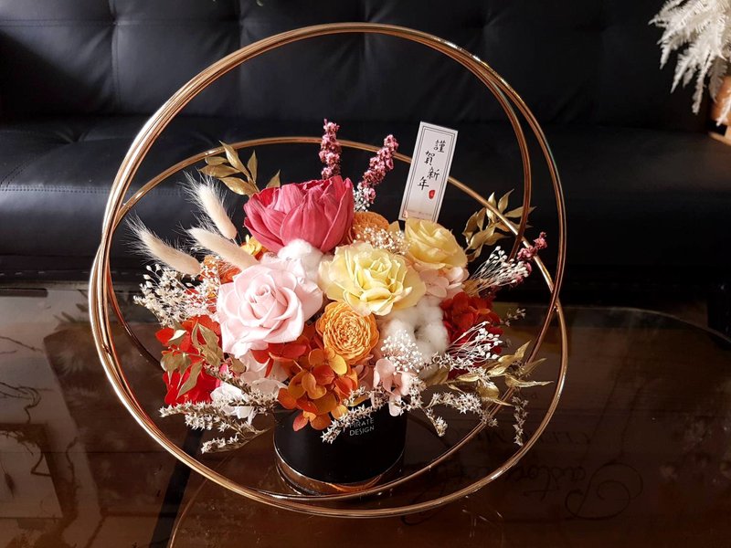 海藏设计│昂列斯特。红金奢华金环桌花。新年盆花。祝贺花礼 - 植栽/盆栽 - 植物．花 红色