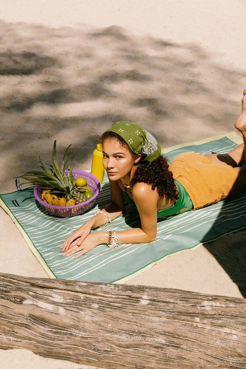 【Kayarine】环保微纤维沙滩毛巾 - Lime Wave - 毛巾浴巾 - 聚酯纤维 