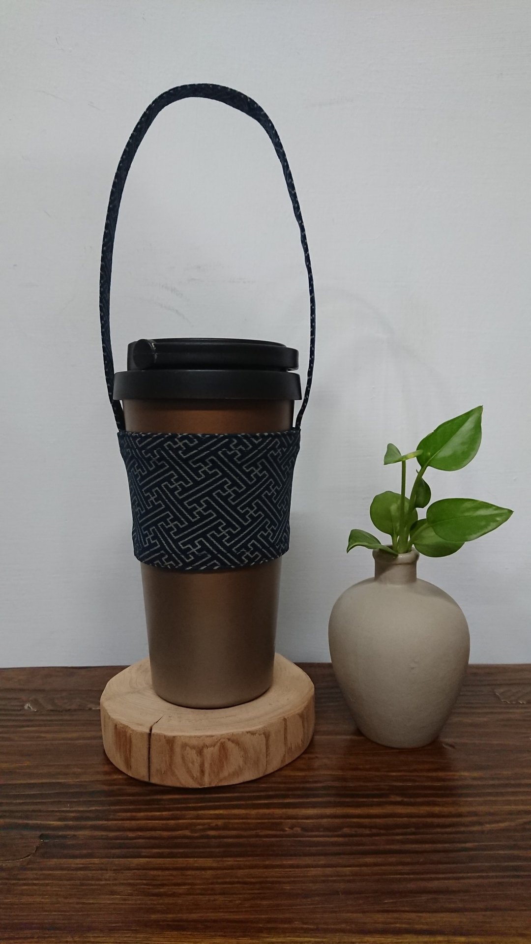 定制化饮料袋 迷宫款 - 随行杯提袋/水壶袋 - 棉 蓝色