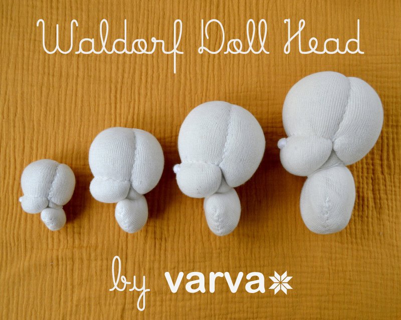 预制娃娃头，适用于制作华德福娃娃。共 6 种尺寸。天然纤维有机娃娃头 - 编织/刺绣/羊毛毡/裁缝 - 羊毛 