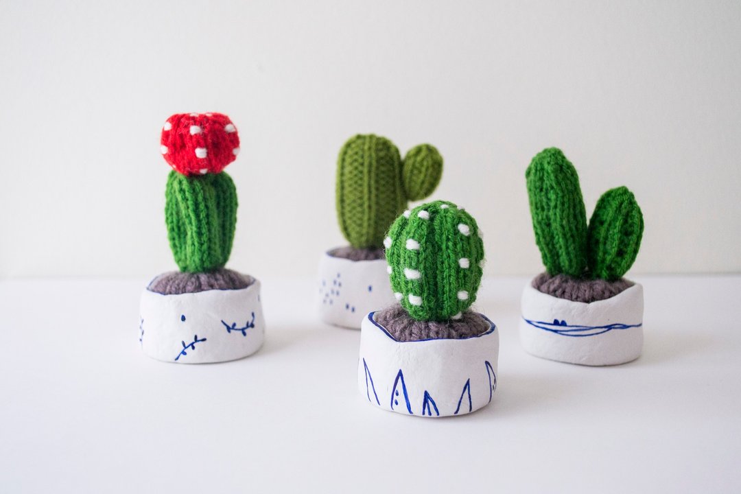Miniature Knitted Cacti - home decor - 植栽/盆栽 - 其他材质 多色