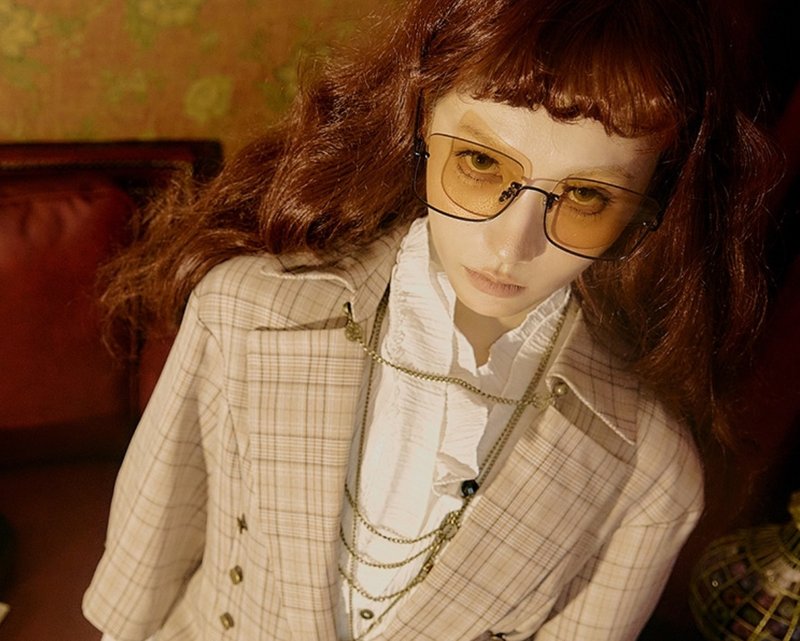 蒸汽朋克 英伦 复古 咖驼格纹 春秋套装西装西服 短外套小上衣 - 女装西装外套/风衣 - 其他人造纤维 卡其色