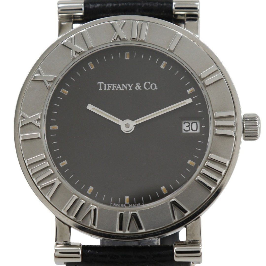 【日本直送】蒂芙尼 TIFFANY&Co. Atlas 手表 不锈钢 x 皮革 石英 指针式显示 黑色表盘 男士【二手】 - 女表 - 不锈钢 银色