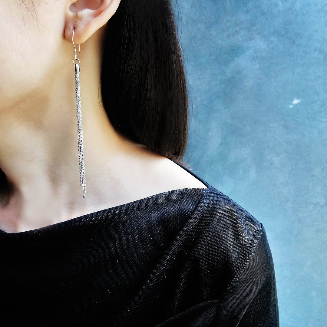 tassel earring_流苏耳环 | 925银 限量 设计师手作 - 耳环/耳夹 - 银 银色