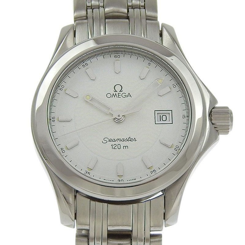 【日本直送】欧米茄 OMEGA 海马120M 手表 2571.21 不锈钢 石英 指针式显示  குறிப்பி白色表盘 女款【二手】 - 女表 - 不锈钢 白色