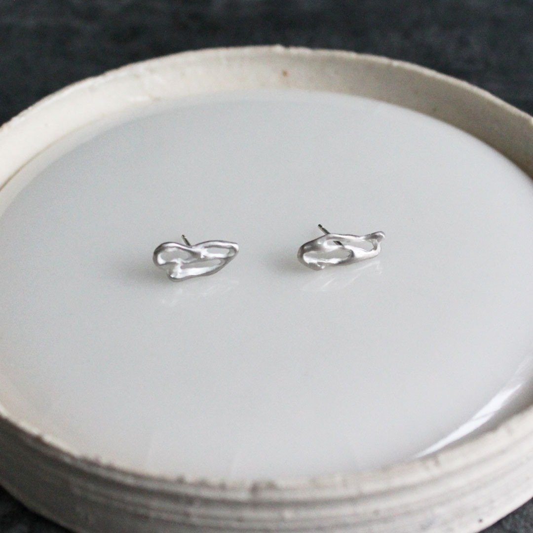 sv925 Brume stud earrings - 耳环/耳夹 - 其他金属 银色