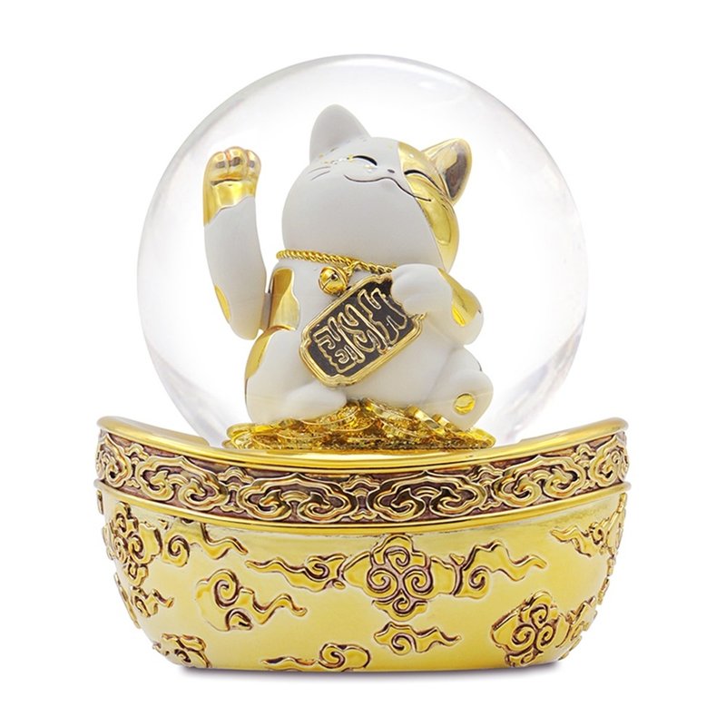招财猫  水晶球音乐盒 开运招财升官招手元宝吉祥礼物 - 摆饰 - 玻璃 