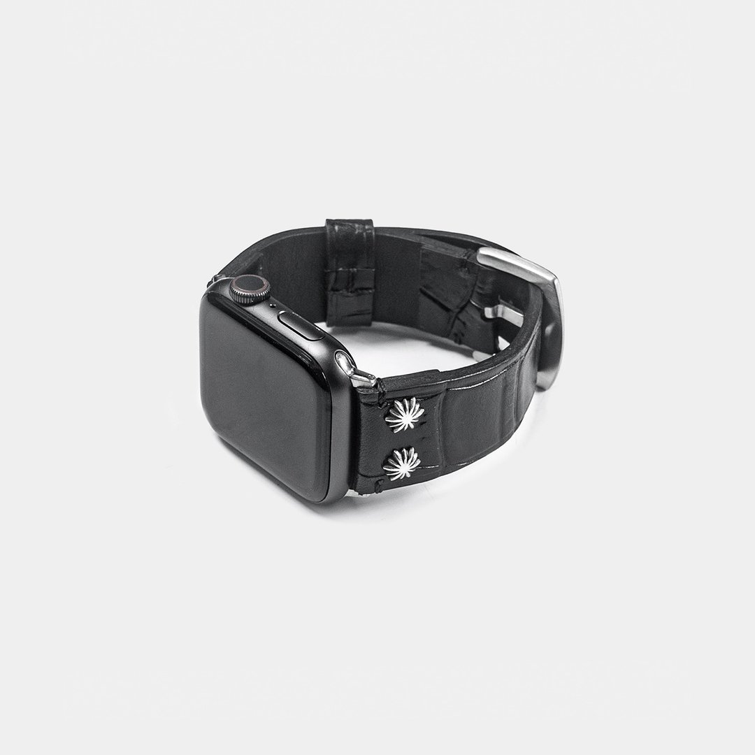 Coco Leather Pilot Watch Strap_Black - 表带 - 真皮 黑色