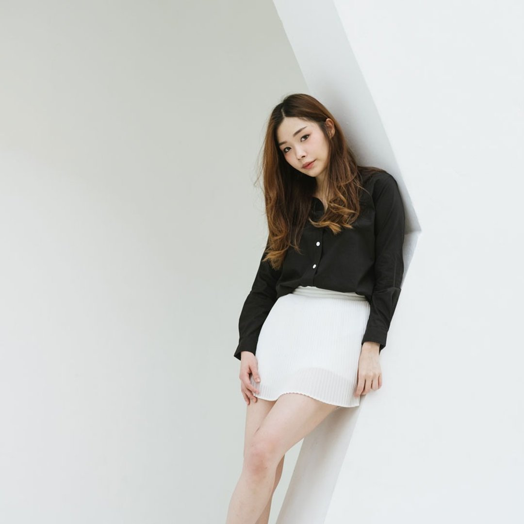 (SIZE S) PREMIUM // black // women long sleeves - 女装衬衫 - 棉 黑色