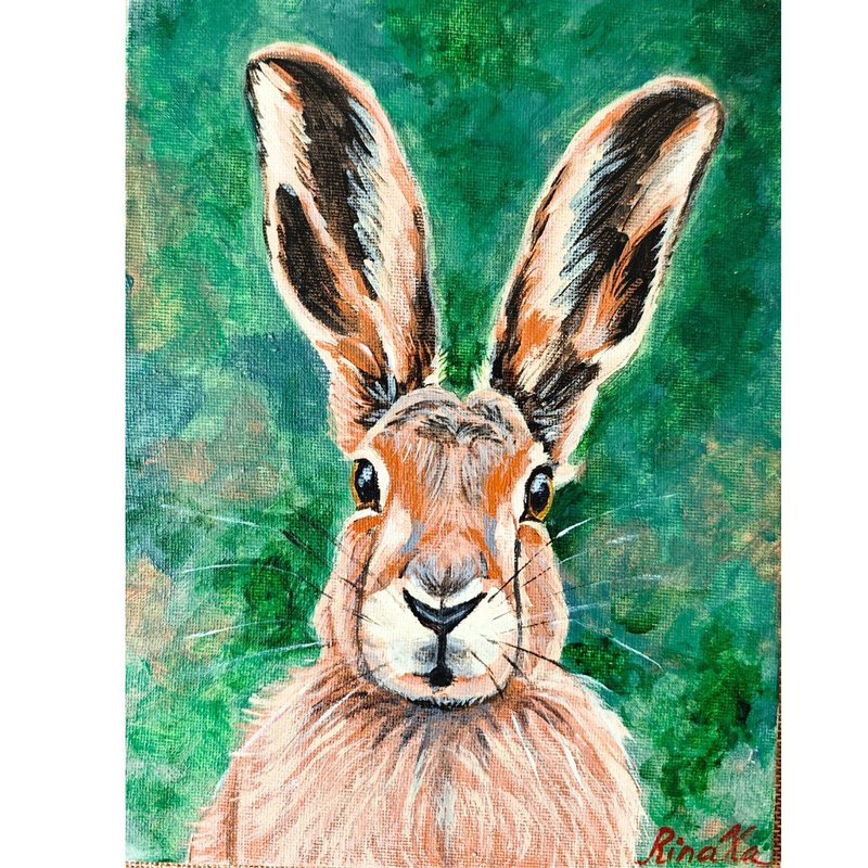 野兔肖像原创丙烯画动物墙画  作者  RinaArtSK - 墙贴/壁贴 - 其他材质 多色