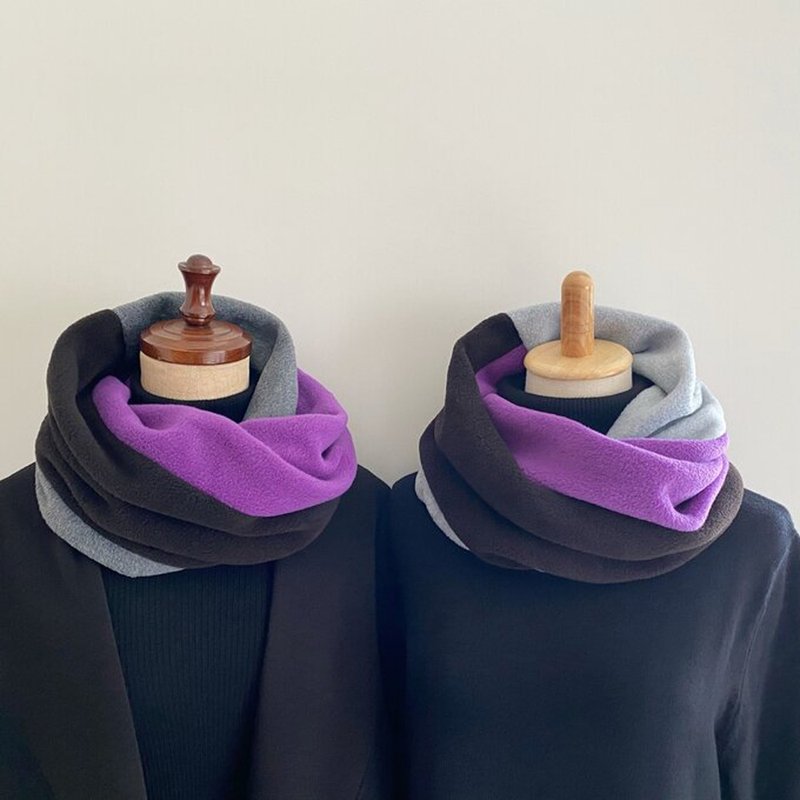 情侣对款套头围脖 三色混搭 扭转设计 - 围巾/披肩 - 聚酯纤维 多色