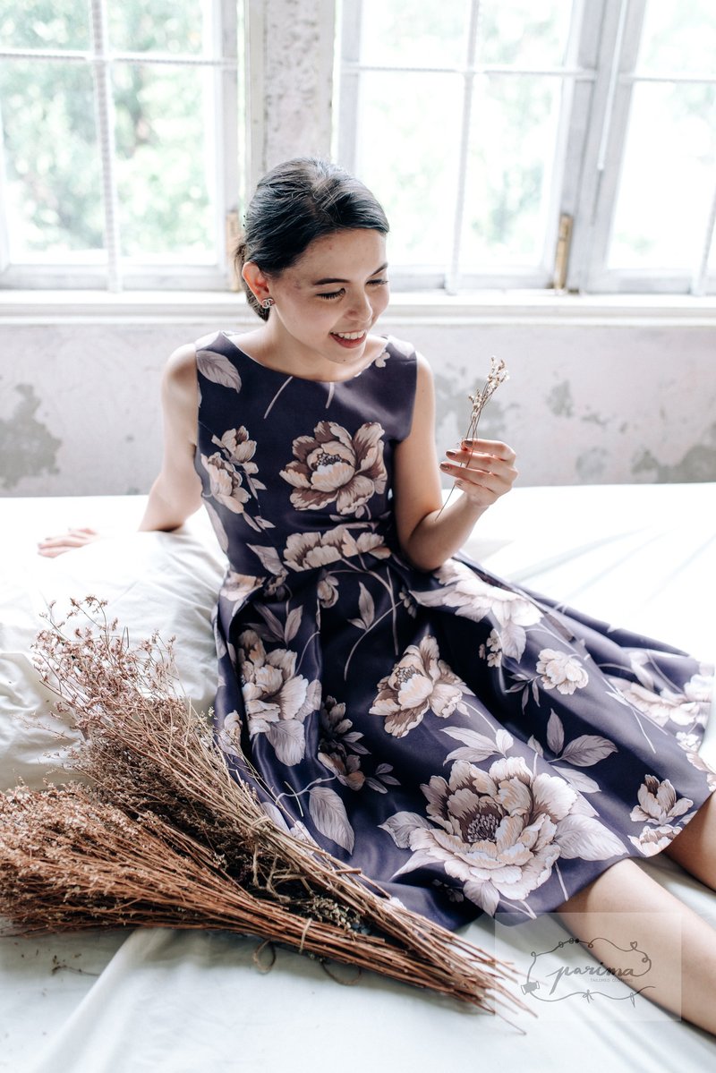 ELENI Dress - 洋装/连衣裙 - 棉．麻 蓝色