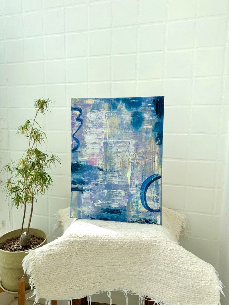 等候 压克力抽象画作 蓝色疗愈挂画 居家空间布置 - 海报/装饰画/版画 - 压克力 