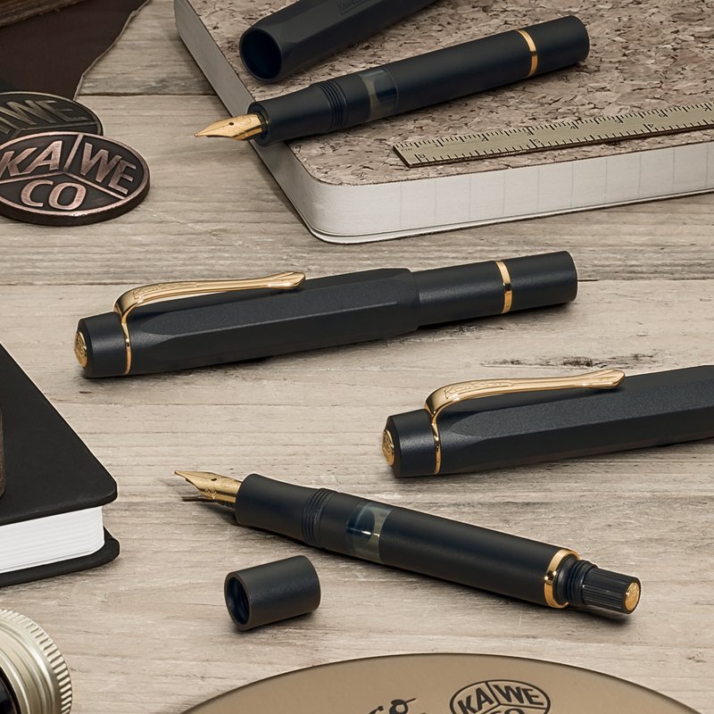 德国KAWECO AL SPORT系列PISTON活塞式钢笔标准版 黑 (含墨水瓶) - 钢笔 - 铝合金 黑色
