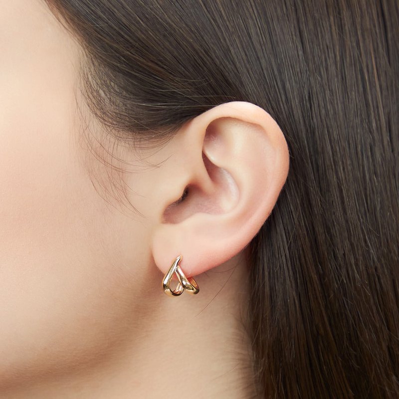 简约双环耳环 925银厚镀18K金 Gemir Earring - 耳环/耳夹 - 纯银 金色