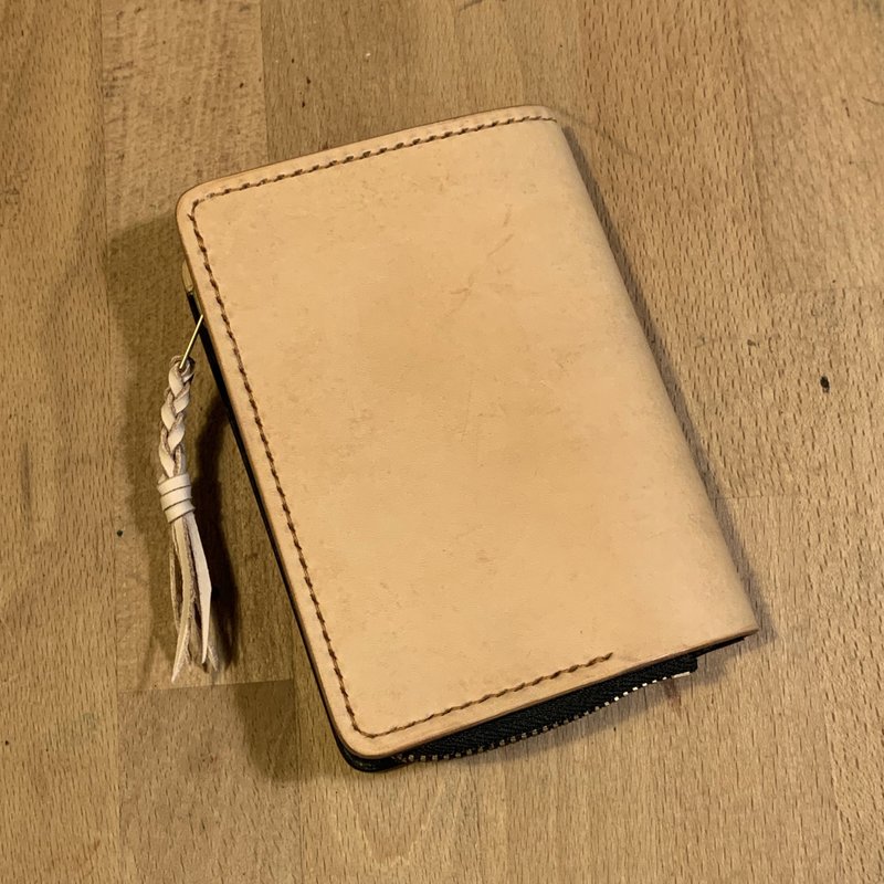 纯手工制作手工染色皮革穿扣中夹7张卡位免费印字 - 皮夹/钱包 - 真皮 多色