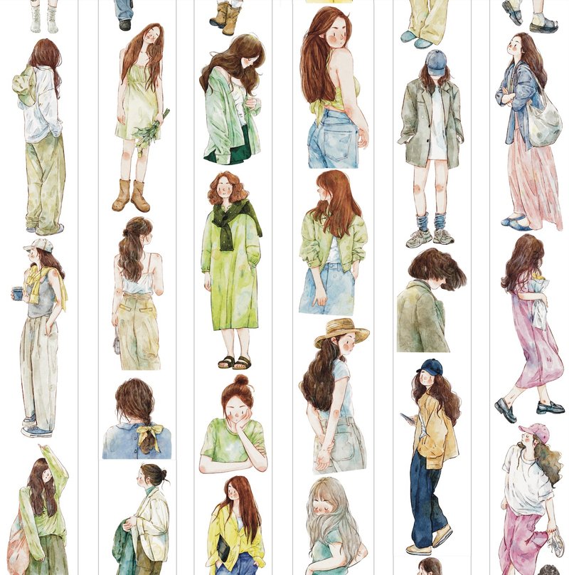 No.18 初夏 莫蘭迪色系女子集 彩度が低い PET 和紙膠帶 10米卷 - 纸胶带 - 其他材质 多色