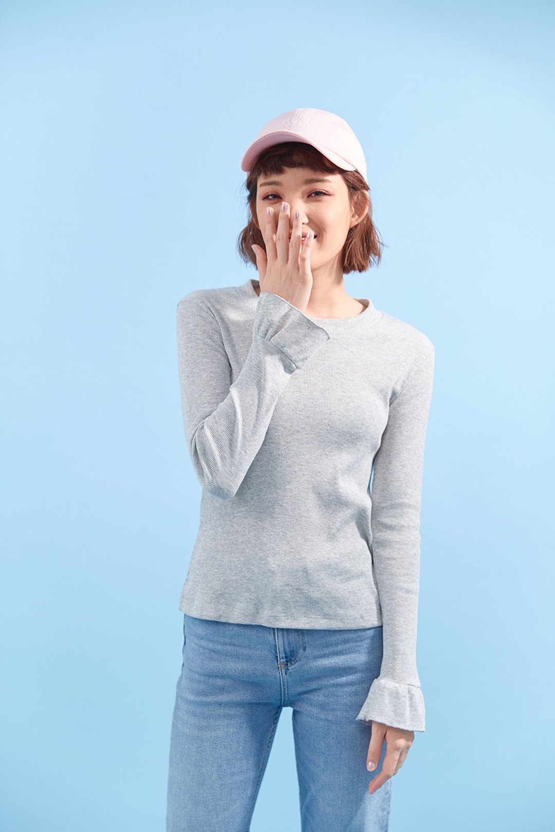 Betty bell top (grey) - 女装上衣 - 棉 灰色
