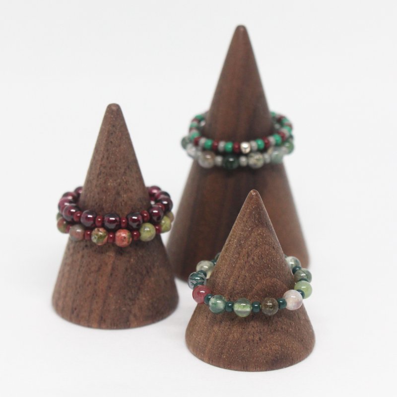 红色系天然石戒指 | 串珠戒指 | 手工 | 半宝石 | 海底轮 - 戒指 - 半宝石 红色