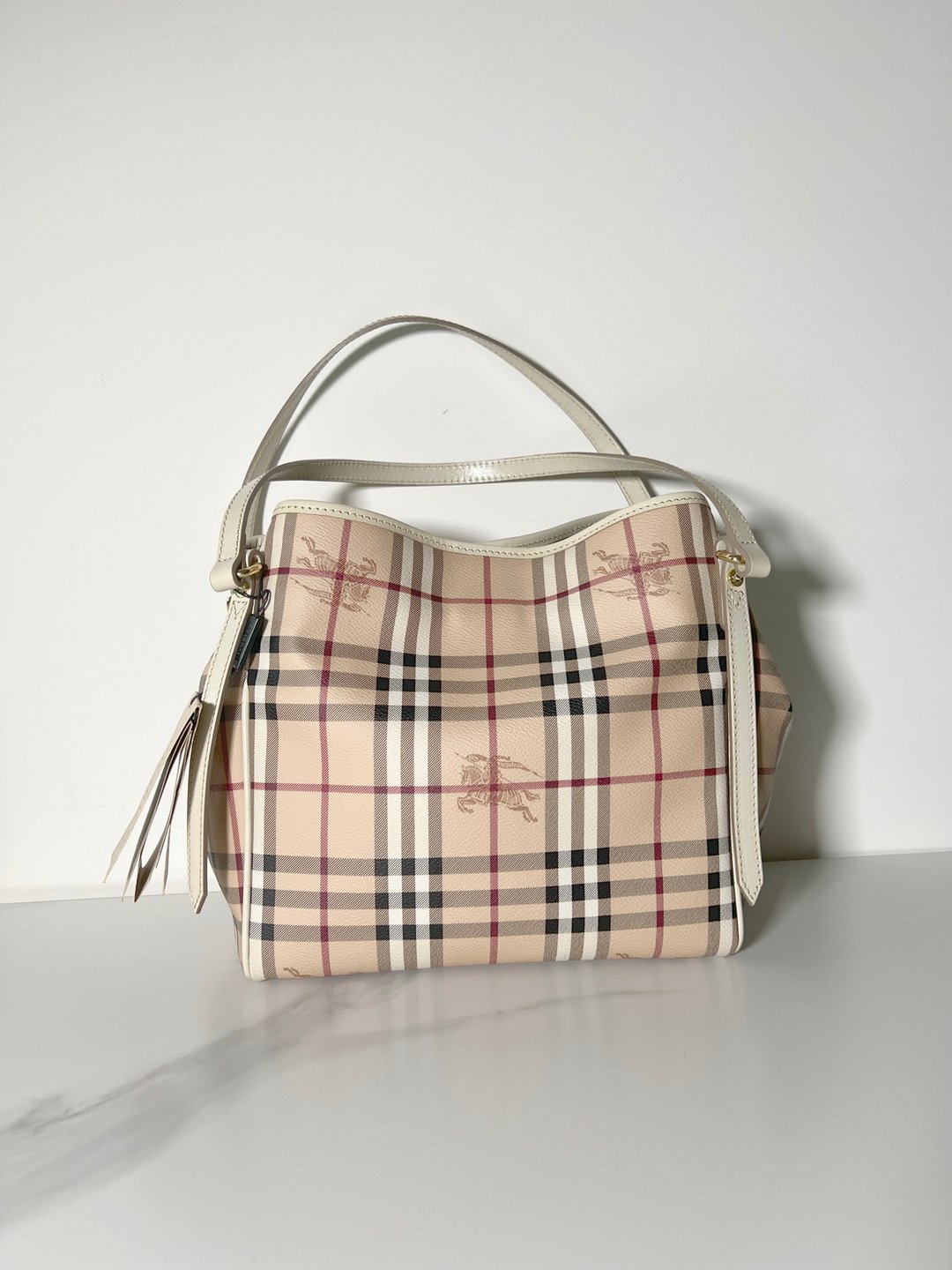 BURBERRY Shoulder Bag 格纹手提单肩侧背包 日本中古二手 - 侧背包/斜挎包 - 其他材质 卡其色