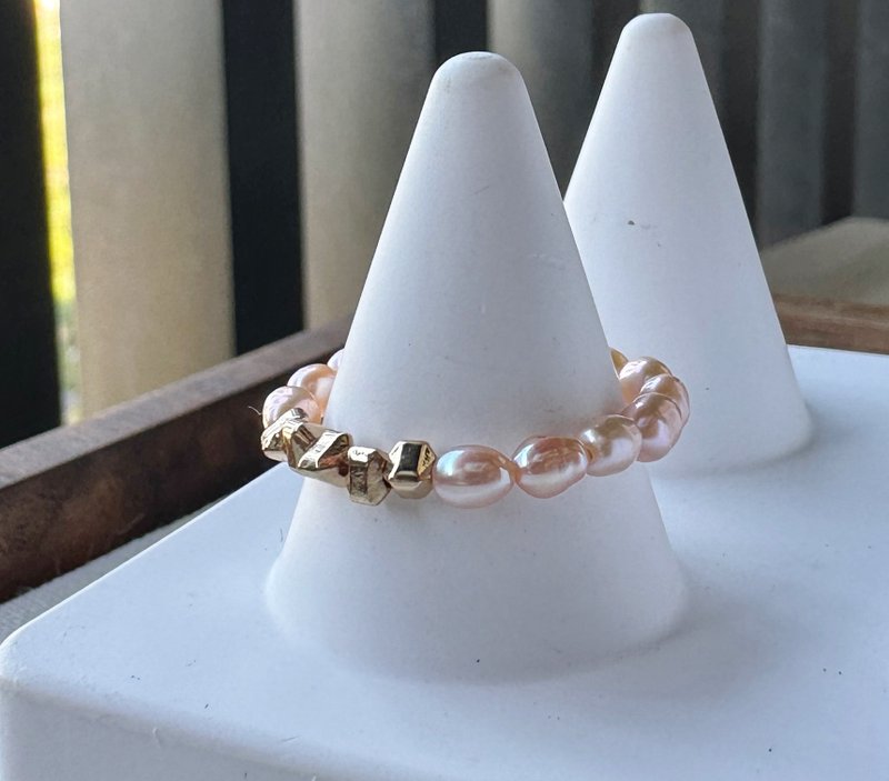 粉色天然珍珠碎银双面戒指 - 戒指 - 珍珠 粉红色