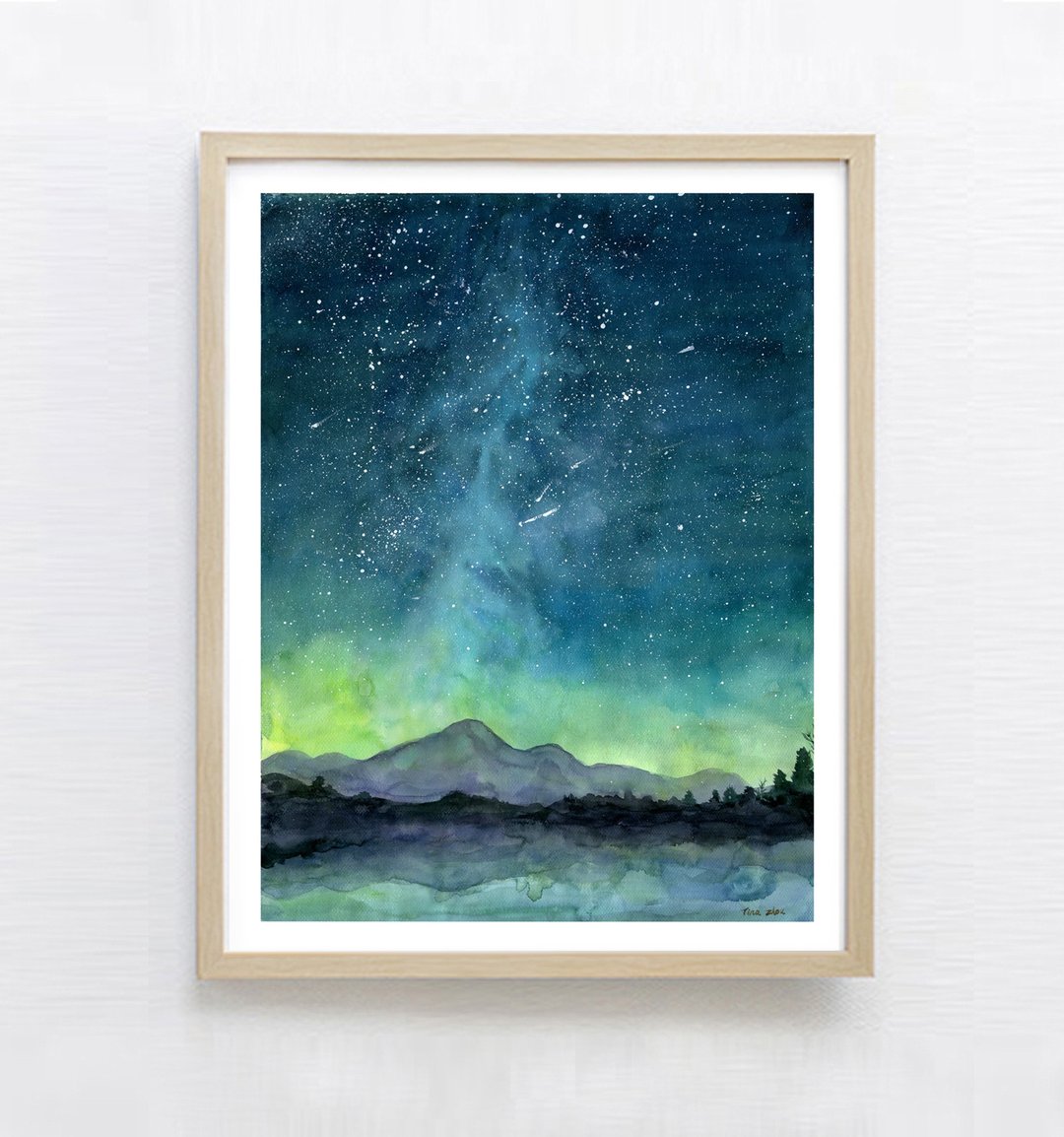 北欧风居家海报-星空水彩画-复制画-卧室装饰画-送礼-海报 - 海报/装饰画/版画 - 纸 