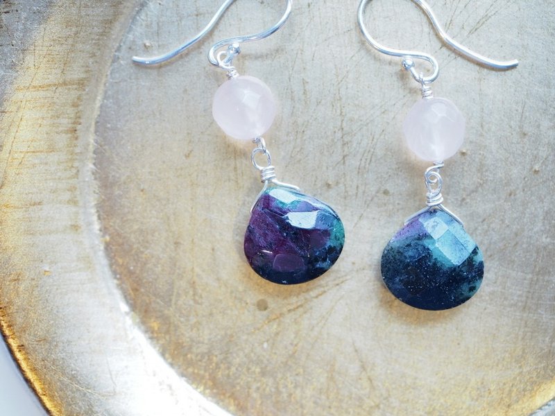 【玛雅塔拉】红绿宝(黝帘石) 纯银耳环 天然石 - 耳环/耳夹 - 半宝石 绿色