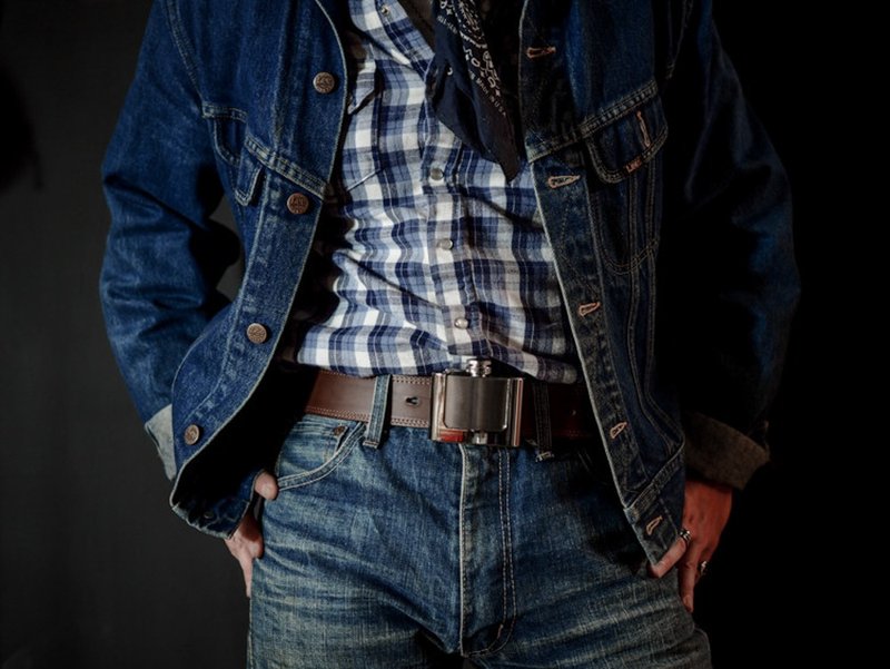 Flask Buckle Leather Belt-酒壶皮革腰带 - 皮带/腰带 - 真皮 多色