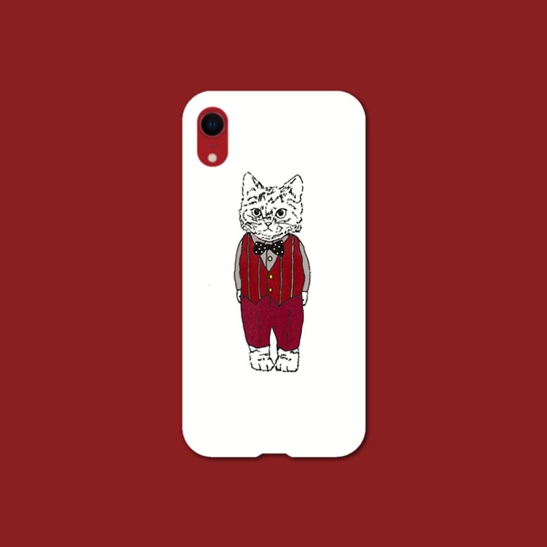 Cat wearing waistcoat phone case - 手机壳/手机套 - 塑料 白色