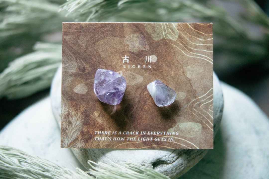 CRACK | 矿物系耳环 |  EARRINGS - 耳环/耳夹 - 玉石 紫色