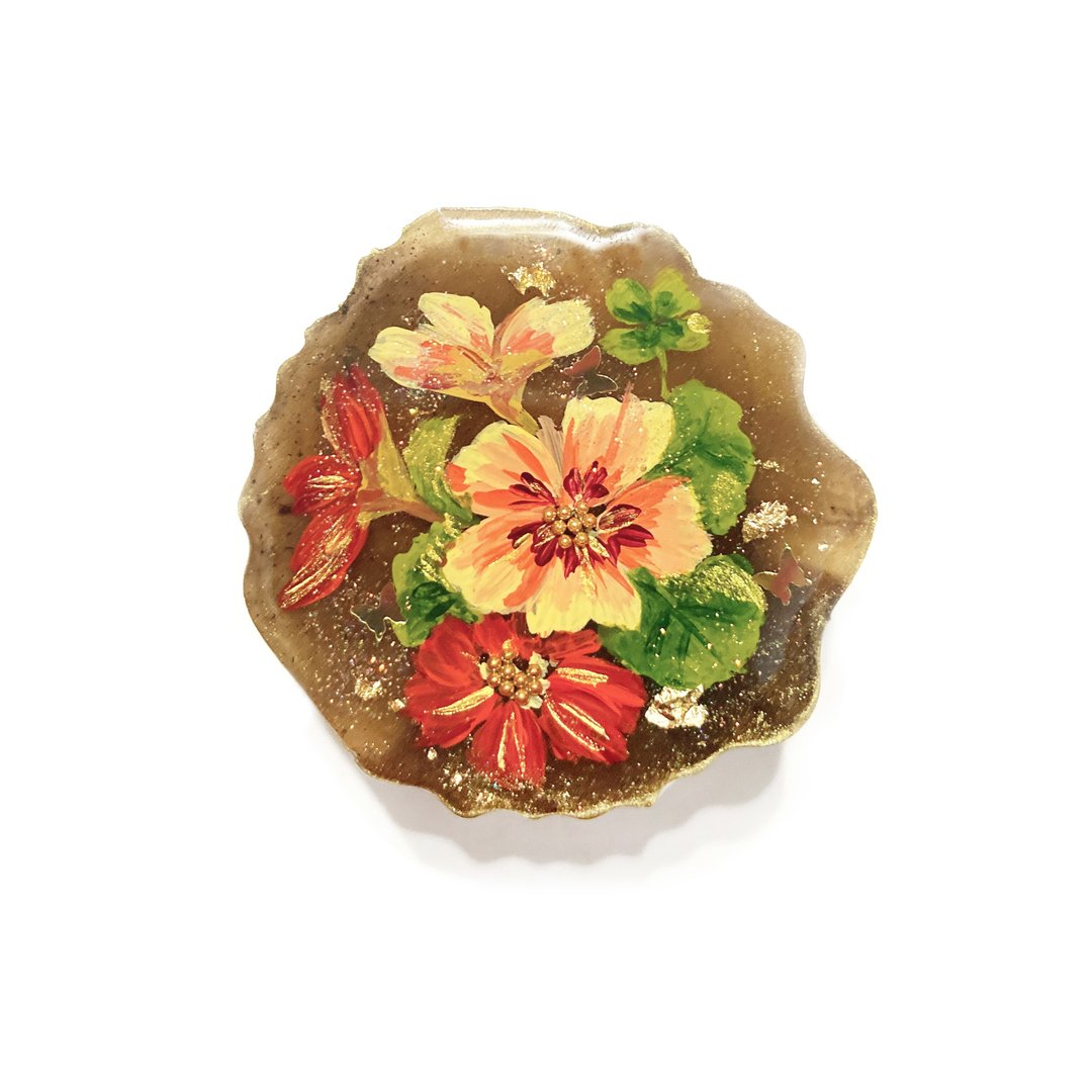 日本树脂咖啡色纯手绘花朵发夹.发饰 - 发饰 - 树脂 咖啡色