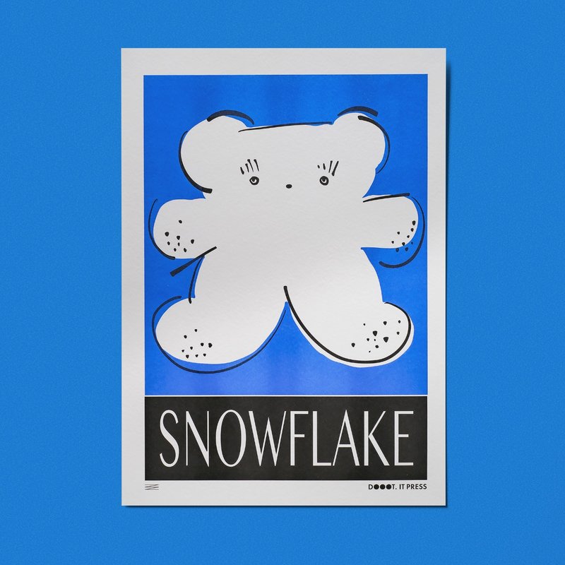 \ 早安雪花 / 慵懒雪花版 RISO印刷海报 - 海报/装饰画/版画 - 纸 蓝色