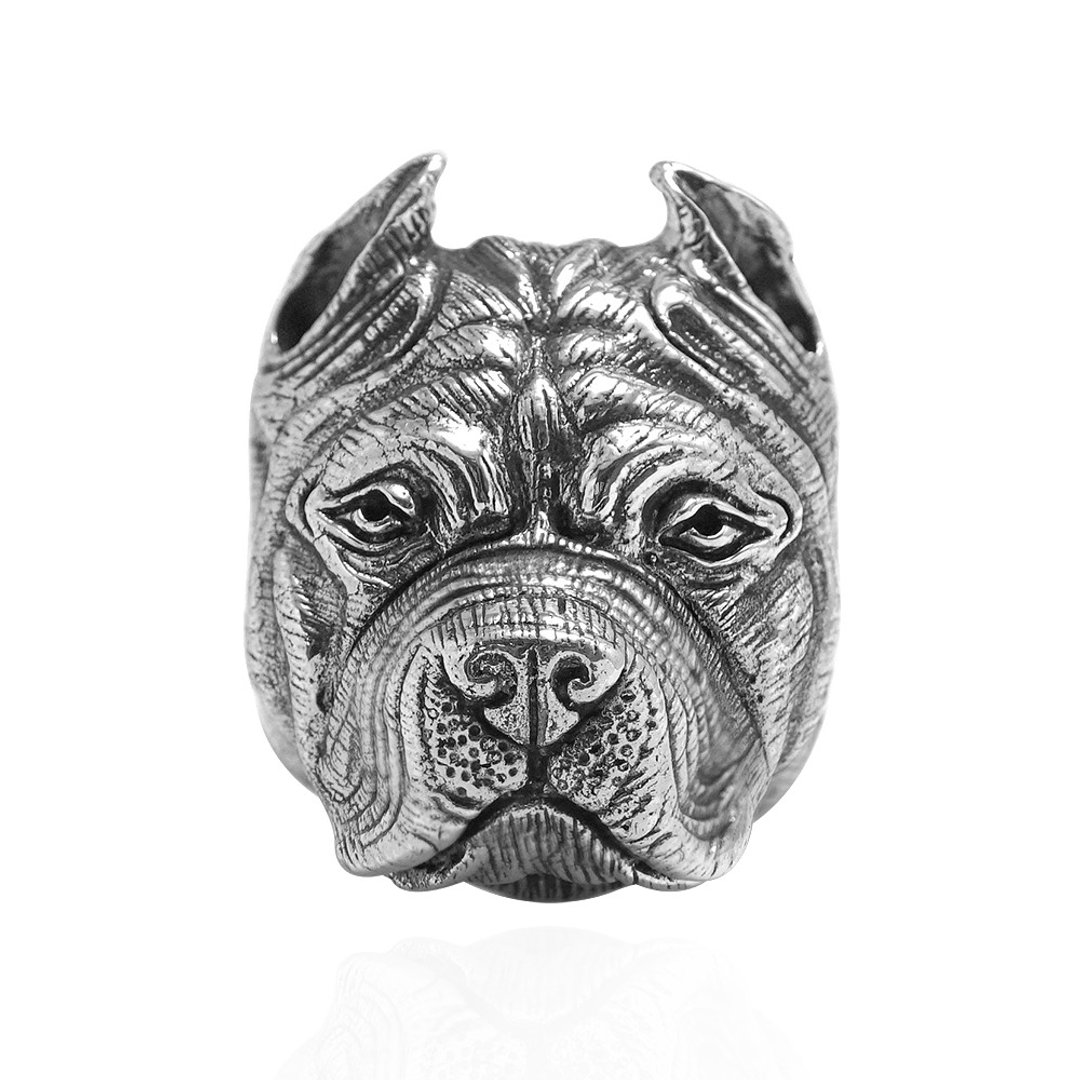 比特犬 动物造型雕刻 纯银戒指|戒指推荐(单只价) - 戒指 - 纯银 银色