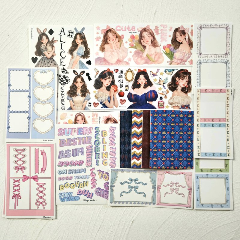 85 折组合优惠 – May Vintage Aesthetic Deco 七件式贴纸组 - 贴纸 - 纸 