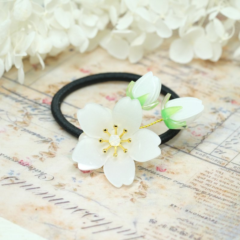 樱花花蕾发圈 -白色-【等待自己的春天】 - 发饰 - 树脂 白色
