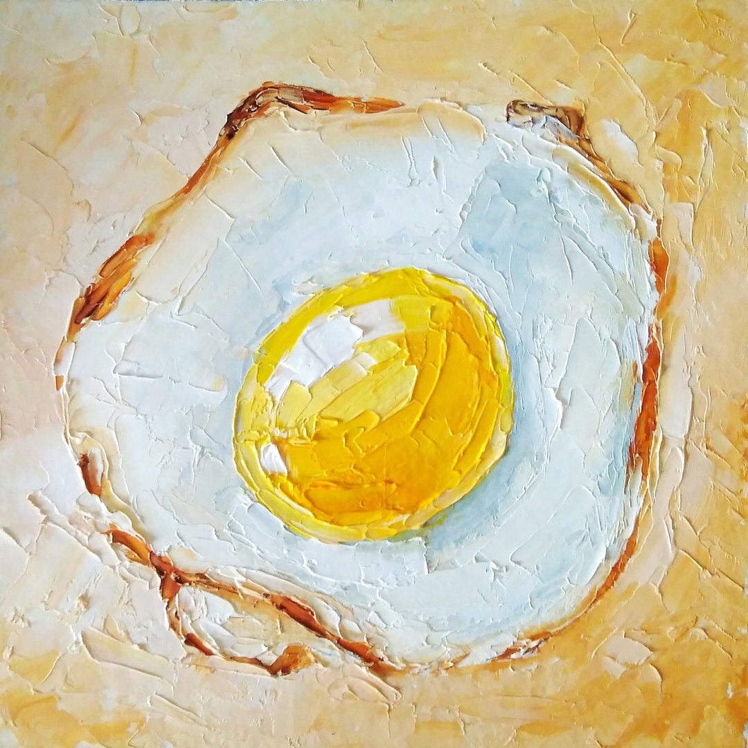 蛋画原创艺术厨房美食艺术品早餐艺术、美术油画、油画原作 - 海报/装饰画/版画 - 其他材质 多色