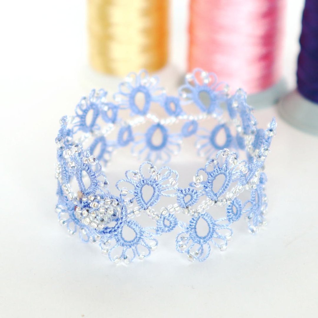 Tatting Lace 手链【Lace】月光石 - 手链/手环 - 其他人造纤维 蓝色