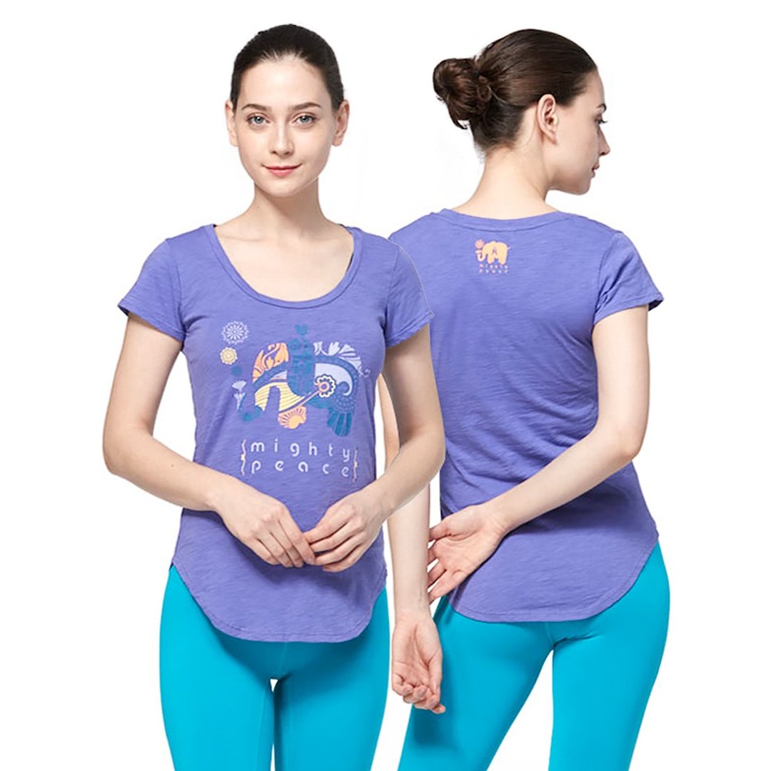 【NAMASTE】Mighty peace 棉质上衣 - 鸢紫 - 女装瑜珈服 - 棉 紫色