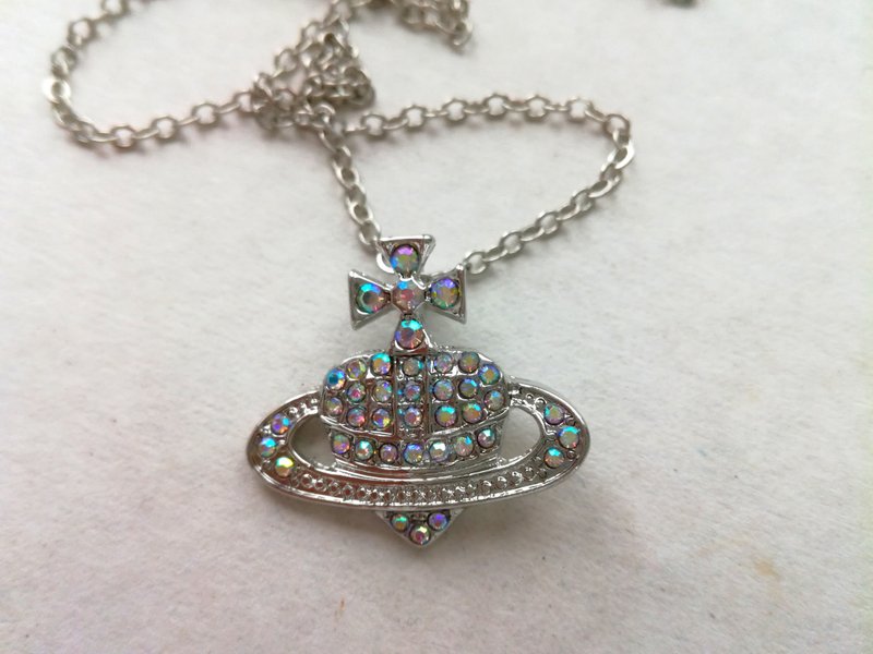 土星项链水钻 Nana 动画项链 Cosplay 项链 - 项链 - 其他金属 银色