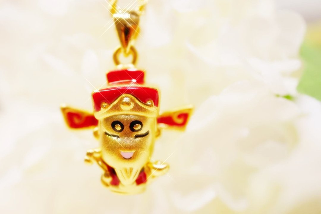 喜迎财神-财运旺-后宫金饰-招财 纳福 旺业绩 - 项链 - 24k 金 红色